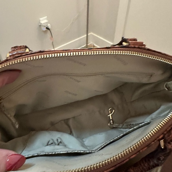 Brahmin Brown and Tan Crocodile Embossed Satchel - Picture 4 of 8